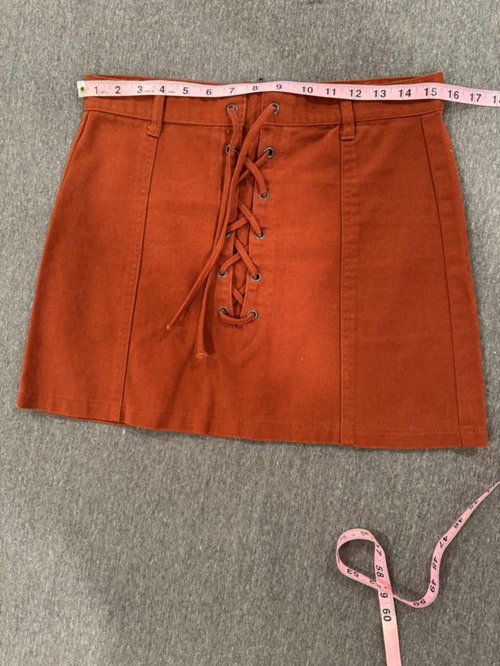 Forever 21: Rust Lace-Up Mini Skirt size 29